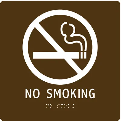 ADA Braille Facility Sign: Modified Acrylic, Adhesive Sign Mounting - Square No Smoking Signs