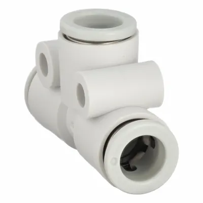 SMC Push-Fit Tee Fitting: 8 mm OD x 8 mm OD x 8 mm OD Size, Polybutylene Terephthalate - Polybutylene & Brass Tube Fittings
