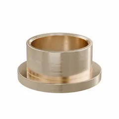 Lubricated general purpose metallic flanged sleeve bearing made from SAE 841 bronze. Features a 3/4 in bore, 7/8 in OD, and 1/2 in length. Operates in temperatures from -35°F to 300°F. Suitable for rotating or oscillating shaft applications supporting radial and axial loads. Sold in a pack of 10.