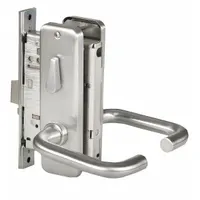 This BEST office lever lockset features a satin chromium-plated stainless steel finish with a 40H Escutcheon and F20 function. It is ADA compliant and includes an interchangeable core for keying flexibility. Suitable for commercial interior doors such as offices and meeting rooms requiring passage locking from the inside