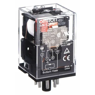 OMRON General Purpose Relay: Socket Mounted, 10 A Current Rating, 120V AC, DPDT - Socket-Mounted Relays