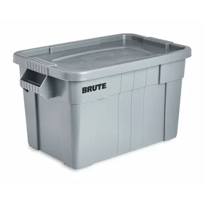 RUBBERMAID COMMERCIAL PRODUCTS 20 gal Gray Plastic Tote with Snap-On Lid - Colored Totes with Snap-On Lids