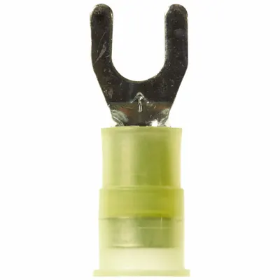 3M Fork Terminals: Yellow, Nylon, #10 Stud Size, 12 AWG – 10 AWG Wire Range - Insulated Fork Terminals