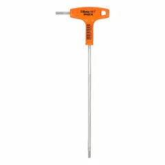 This stainless steel hex key features a 2.5 mm metric tip size and a 6-inch long arm for extended reach. The satin finish provides a corrosion-resistant surface. Designed for turning hex socket screws and bolts, the long arm allows access in confined spaces during assembly and maintenance tasks.