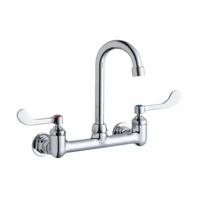 ELKAY Handle-Operated Faucet: Wall, Centerset, Brass, Chrome Plated, 1.5 gpm Flow Rate - Centerset Utility Faucets
