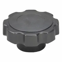 This 8-arm knob features a plastic body with a steel thread insert and a 5/16"-18 threaded hole. With a 2.38 in diameter, it provides a secure grip for manual adjustment and clamping on industrial machinery, jigs, and fixtures.
