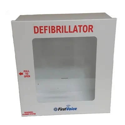 FIRST VOICE Defibrillator Storage Cabinet: Defibrillator Storage Cabinet, Alarm Included - Alarmed Wall Mounted Storage Cabinets for AEDs