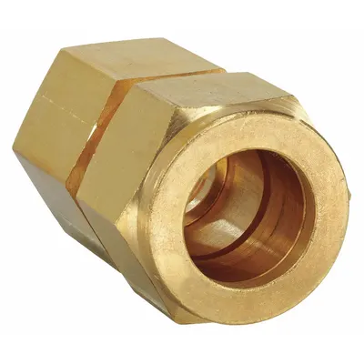 PARKER Compression Fitting Adapter: 3/8 in OD x 1/4 in Pipe Size, Compression x FNPT - Single-Ferrule Brass Compression Fittings
