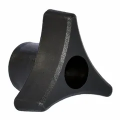 3-arm knob with threaded through-hole for manual clamping, positioning, and adjustment on machinery and fixtures. 32 mm diameter, M8 thread, steel/zinc construction, black finish.