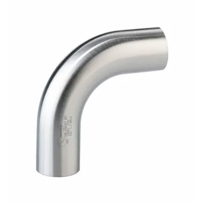 MAXCORE Sanitary Fitting Elbow: 90° Elbow, 1 in OD x 1 in OD Size, Weld, 6MO Stainless Steel - 6MO Steel Sanitary Tube Fittings