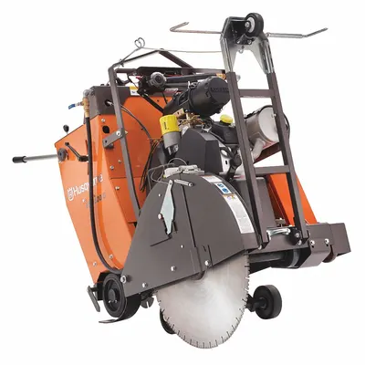 HUSQVARNA Walk-Behind Concrete Saw: 26 in Blade Dia., Wet, 10 1/2 in Max. Cutting Dp - 4-Cycle Gas-Powered Walk-Behind Concrete Saws