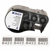 Combined Label and Ribbon Cartridge: 1 in x 1 in, 1 in, Polyester, Black on White (MPN M4-49-422)