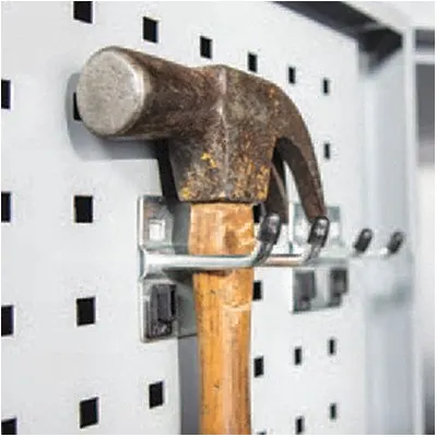 KENNEDY 50-Degree Double Rod Hook with Locking Clip for - Hooks for Square-Hole Pegboard