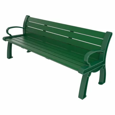ULTRASITE Heritage Outdoor Bench, 72 in L, 30 in H, Green Seat and Frame - Vandal Resistant Resinwood Benches
