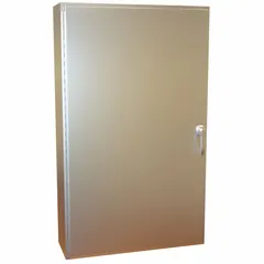 This HAMMOND stainless steel enclosure measures 60 x 36 x 12 inches and is rated NEMA 12/13/3R/4/4X. It features a hinged cover with a handle closure. Suitable for protecting electrical controls and instrumentation in indoor and outdoor industrial environments where corrosion resistance is required.