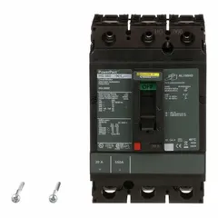 This 20 A, 3-pole molded case circuit breaker is rated for 600V AC with a 65kA interrupting capacity at 240V AC. It features a fixed configuration with line/load lugs and ABC phase protection. Suitable for use in industrial power distribution panels, motor control centers, and feeder circuits requiring overcurrent protection.