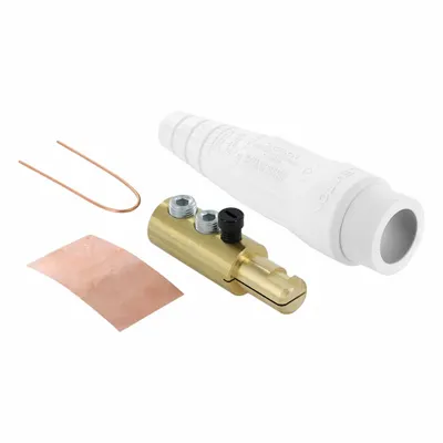 LEVITON Single Pole Inline: Male, White, 600V AC/600V DC, 400 A, Double Set Screw Termination - Plugs with Set Screw Terminations