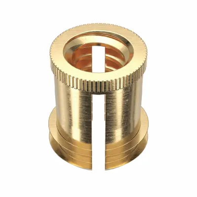 E-Z-LOK Finsert: #10-24 Thread Size, 3/8 in Overall Lg, 17/64 in Dia, Brass, Plain - Finned Press Fit-Inserts
