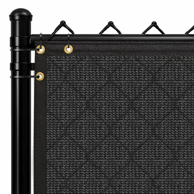 KEYSTONE FABRICS Privacy Screen: Black, High-Density Polyethylene, 5.66 ft Overall Ht - Privacy & Shade Screens