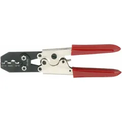 This controlled-cycle IDC crimper from 3M is designed for installing insulated terminals and connectors on 22 to 10 AWG wire. The 13-inch tool features a steel auto-ratchet mechanism for consistent crimp quality. Suitable for electrical panel building, control wiring, and field service applications.