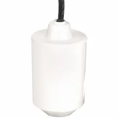 This general-purpose tether float switch is configured as normally closed (pump up) and rated for 115V AC. It features a 10 ft cord length and a 45° below horizontal actuation angle. The switch is constructed with ABS material. Typical applications include automatic pump-up control in sump, effluent, and wastewater systems for liquid level management.