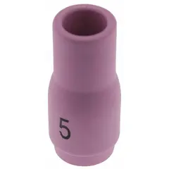 Standard alumina nozzle for plasma cutting and welding. Directs gas flow and protects the electrode. Pack of 10. Reference number 13N08.