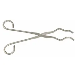 Stainless Steel Crucible Tongs, 9 1/2 in Overall Length, Uncoated, 1 in Tip, ASTM