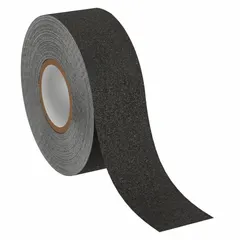 This 3M Safety-Walk 500 Series antislip tape is a solid black rubber tape with coarse 60 grit surface, 2 inches wide by 60 feet long, and 36 mil thick. It features aggressive adhesive for indoor and outdoor use, conforms to irregular surfaces, and is chemical-resistant. Suitable for medium-traffic areas such as walkways, ramps, stairs, and industrial floors, it meets NFSI specifications.