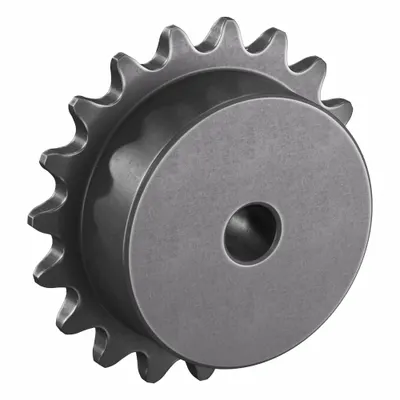 TSUBAKI Sprocket: One-Sided Hub, For Single Strands, 25, 19 Teeth, 1.519 in Pitch Dia - Size 25 Plain-Bore Roller Chain Sprockets