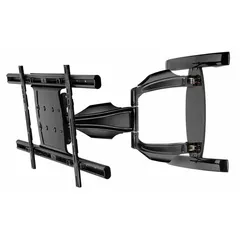 Steel wall mount for 39 to 75 inch screens, supporting up to 125 lb. Fixed design with 90° swivel for viewing angle adjustment. Black fused epoxy finish. Mounting hardware included.