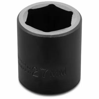 PROTO Impact Socket: 1/2 in Drive Size, Metric, 27 mm Socket Size, 6-Point, Std - 1/2" Drive Impact Sockets