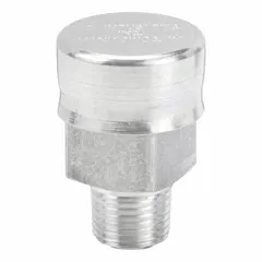 Aluminum protected breather vent with 1/8" PTF thread and 40 micron filtration. Labyrinth air path design blocks liquid ingress while allowing pressure equalization. Suitable for gearboxes, hydraulic tanks, and electrical enclosures in industrial environments.