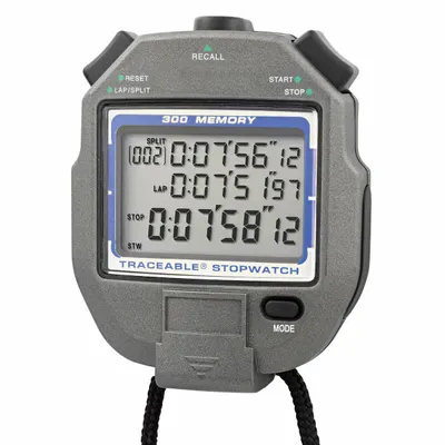 TRACEABLE Memory Stopwatch: +/-0.001% Accuracy, Recall 300 Records/Stopwatch Functions - Standard Stopwatches