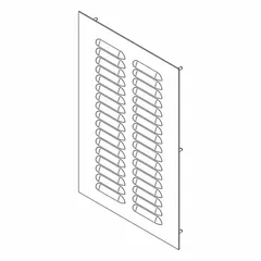 This louver plate kit is constructed from steel and measures 16.12 inches in overall height and 10.3 inches in overall width, with a cut-out width of 8.75 inches. It is designed to provide passive ventilation for electrical enclosures, allowing heat dissipation while helping to prevent debris ingress. Commonly used in industrial control panels, switchgear, and automation cabinets.
