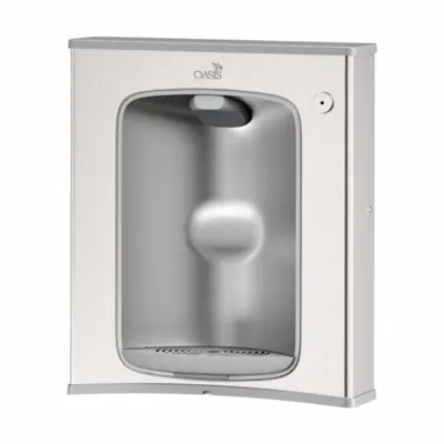 OASIS Bottle Filler: Push Button, 51 in Ht, 16 1/4 in Wd, Filter Status Indicator Included - Drinking Fountain Bottle Filler Addition Retrofit Kits