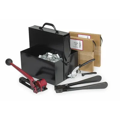 OEM APPROVED VENDOR Steel Strapping Kit: Fits 3/4 in Strap Wd - Portable Strapping, Tensioner, Sealer, Cutter, Seals & Tool Box