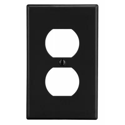 HUBBELL Wall Plate: Duplex Outlet, 1 Gang, Black - General Purpose Wall Plates