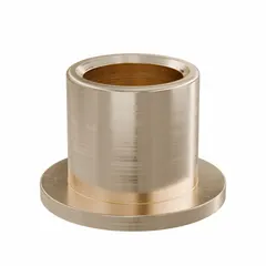 This flanged sleeve bearing is made from SAE 841 bronze and is designed for use in power transmission and material handling applications. It has a 3/4 in bore, 1 in OD, and 1 in length, with an operating temperature range of -35°F to 300°F. The bearing is sold in a pack of 10 and is suitable for supporting rotating shafts in industrial machinery, conveyors, and pumps.