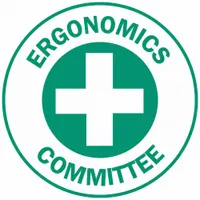 Hard Hat Label: Ergonomics Committee, 2 in Dia, English, Non-Reflective, 4 Labels, Circle, Std, 4 PK (MPN 49579)