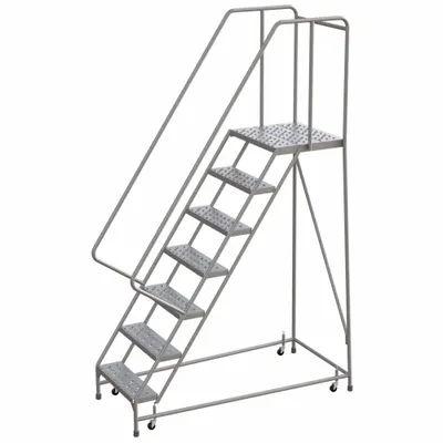 BALLYMORE Rolling Ladder: 5.8 ft Platform Ht, Assembled, Aluminum, Wt-Actuated - Aluminum Weight-Actuated Ladders