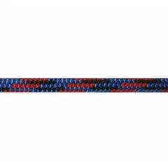 This shock-absorbing rope is a static kernmantle rope made of nylon with a 3/16 in diameter and a working load limit of 115 lb. It is used for light-duty utility applications such as securing loads, general rigging, and industrial tie-downs where controlled stretch is not required.