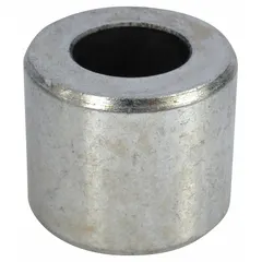 Steel replacement roller for pallet jacks, designed for model 2ZE57. Silver finish. Used to maintain smooth rolling movement over warehouse floors during load transport.
