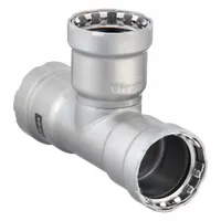 VIEGA MEGAPRESS Crimp Tee Fitting: 2 in Pipe x 2 in Pipe x 2 in Pipe Size, Steel, EPDM (MPN 25325)
