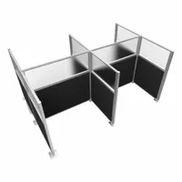 VERSARE Cubicle Kit: 72 in Overall Ht, 48 in_72 in Overall Wd, 8 Panels, Black, Fabric/Polycarbonate (MPN HPK-4P4-S-BLK-FR)