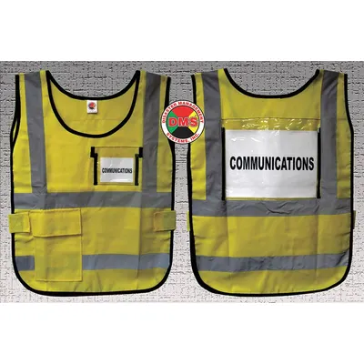 DISASTER MANAGEMENT SYSTEMS Safety Vest: Safety Vest ANSI Class Class 1, Yellow, Nylon - Legend Insert Safety Vest