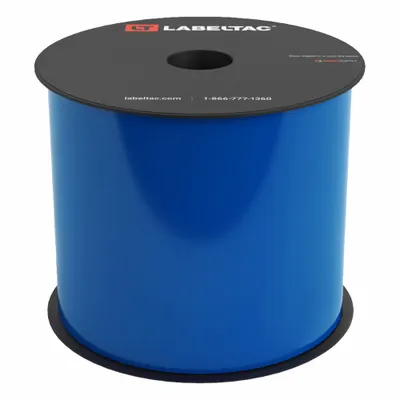 CREATIVE SAFETY SUPPLY LabelTac Pro Model Magnetic Supply: 4 in x 25 ft, Vinyl, Blue (Gloss) - LabelTac Thermal Transfer Continuous Label Rolls