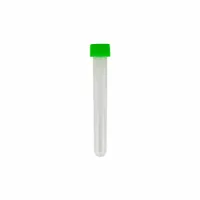 This 8 mL polypropylene test tube features a natural body color and round bottom. It includes a green HDPE closure and is not graduated. Suitable for general laboratory sample collection, storage, and mixing