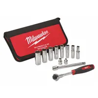 MILWAUKEE Socket Wrench Set: 3/8 in Drive, 12 Piece, 6-Point, SAE, 5/16 in to 3/4 in (MPN 48-22-9000)