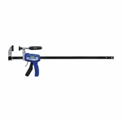 This dual-function tool serves as both a clamp and a spreader, with a max jaw opening of 24 in and a working range of 7-3/4 in to 32 in. It features a 2-1/2 in throat depth and 1 in jaw pad width, suitable for holding workpieces together or apart in assembly and fabrication tasks.
