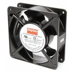 This axial fan delivers 105 cfm at 0.000 in static pressure. It has a polybutylene terephthalate blade, measures 4 11/16 in height by 1 1/2 in depth, and features terminals with an IP20 rating. Suitable for cooling and ventilation in electrical enclosures and control panels.